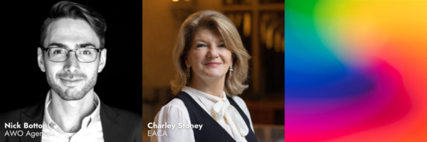 Headshots of two additional speakers for the Value of Advertising event: Nick Borton (AWO Agency) and Charley Stoney (EACA).